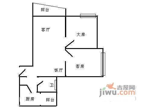 陶然庭苑2室2厅1卫86㎡户型图