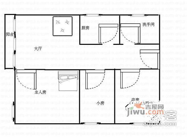 陶然庭苑3室1厅1卫93㎡户型图