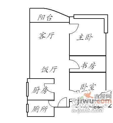 陶然庭苑3室2厅1卫93㎡户型图