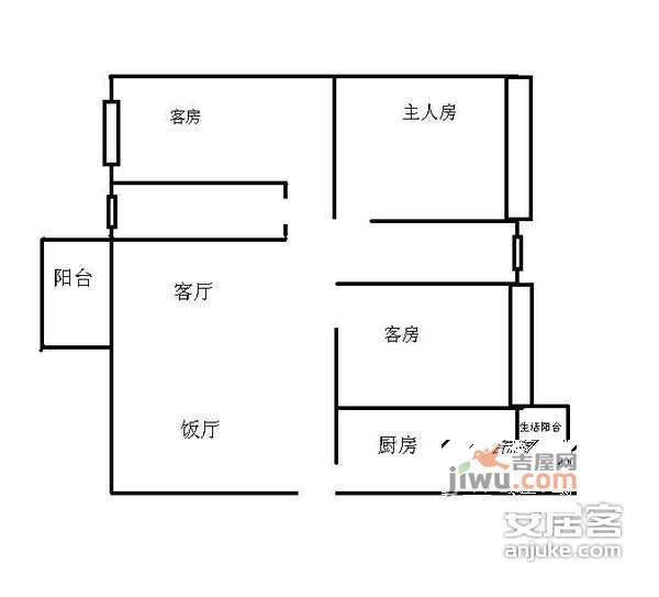 陶然庭苑3室2厅2卫117㎡户型图