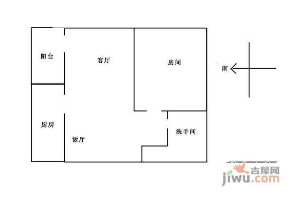 鸣翠花园1室1厅1卫户型图