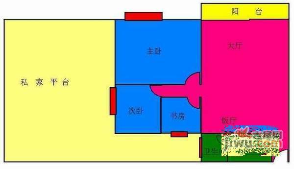 鸣翠花园3室2厅1卫106㎡户型图