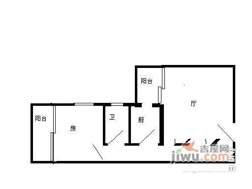 鸣翠花园1室1厅1卫户型图