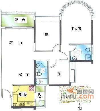 鸣翠花园3室2厅2卫120㎡户型图