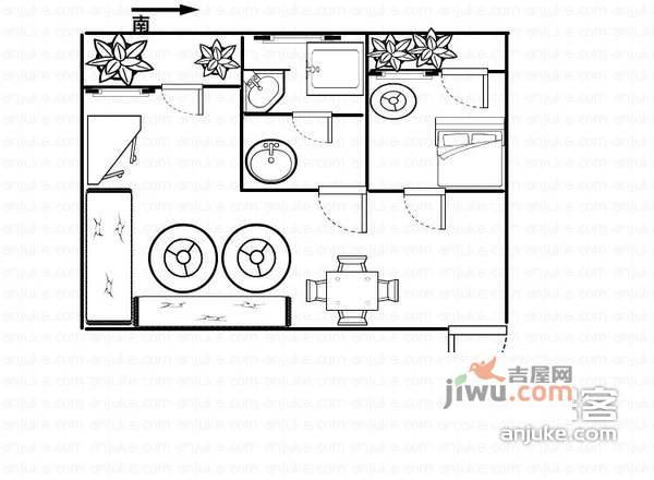 鸣翠花园1室1厅1卫户型图