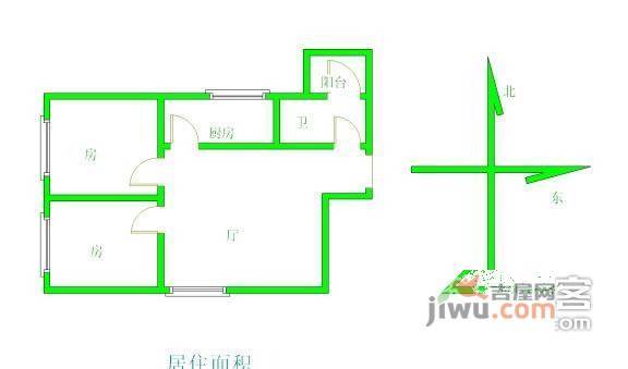 福莱花园2室1厅1卫68㎡户型图