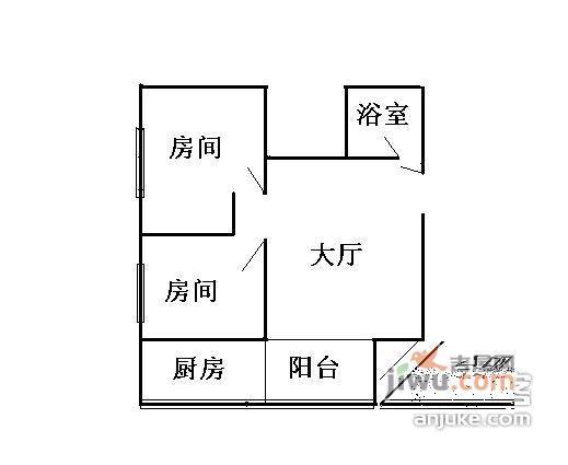 京溪尚苑2室1厅1卫53㎡户型图