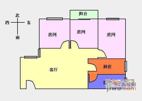 银燕大厦天鸿阁3室2厅1卫103㎡户型图