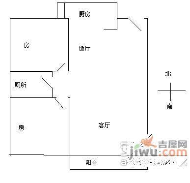 银燕大厦天鸿阁2室1厅1卫85㎡户型图