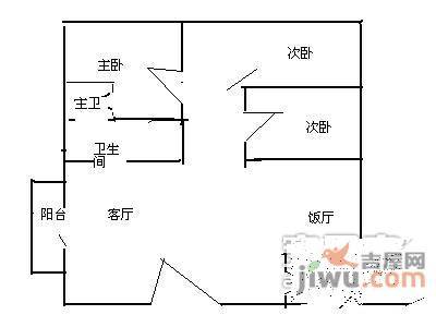 信华经理人花园3室2厅2卫114㎡户型图