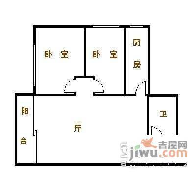 侨诚花园夏晖苑2室2厅1卫户型图