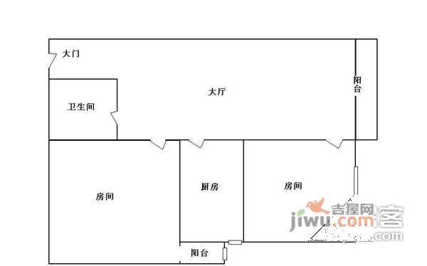 雅怡阁2室1厅1卫90㎡户型图