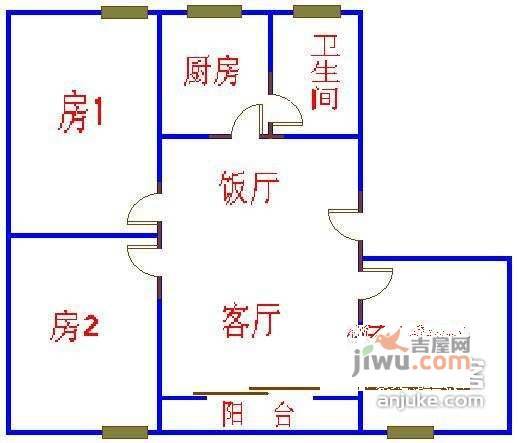 凤华路小区3室2厅1卫95㎡户型图