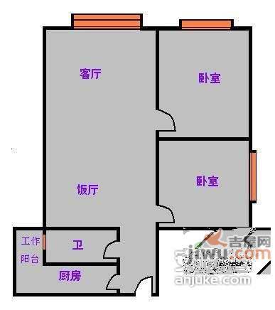 好信广场2室2厅1卫61㎡户型图