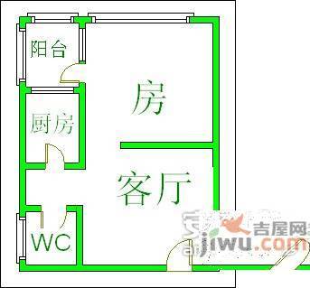 草芳苑小区1室1厅1卫37㎡户型图