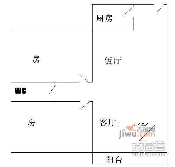 兰亭颖园2室1厅1卫户型图