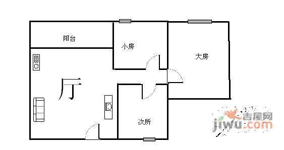 汇龙居2室1厅1卫58㎡户型图