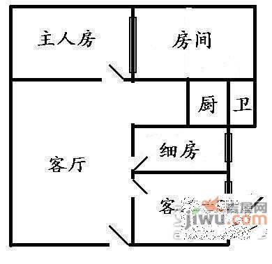 福盛花苑3室1厅1卫69㎡户型图