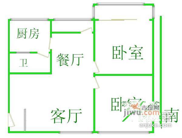 金羊花园2室2厅1卫93㎡户型图