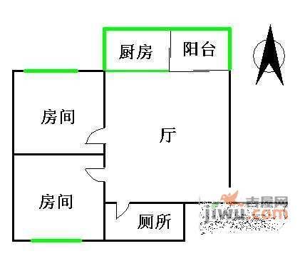 邮通住宅小区2室1厅1卫70㎡户型图