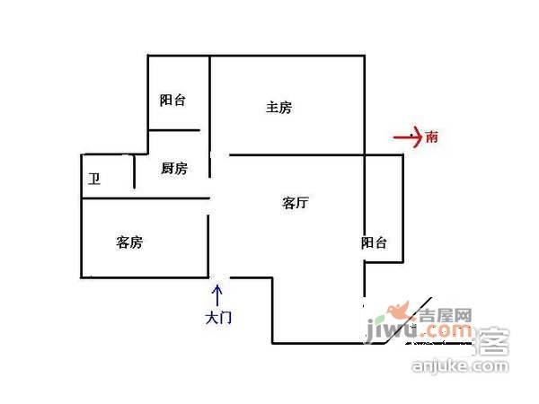 邮通住宅小区2室2厅1卫70㎡户型图