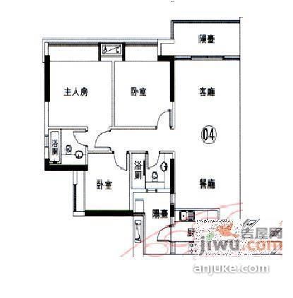 新世界东逸花园锦逸3室2厅2卫135㎡户型图