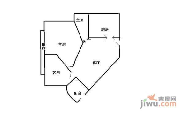 麓湖御景2室2厅2卫户型图