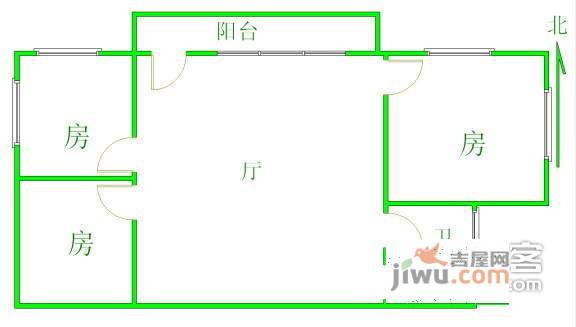 江南雅居2室1厅1卫71㎡户型图