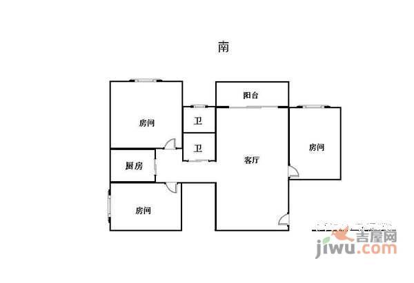 江南雅居3室2厅1卫户型图