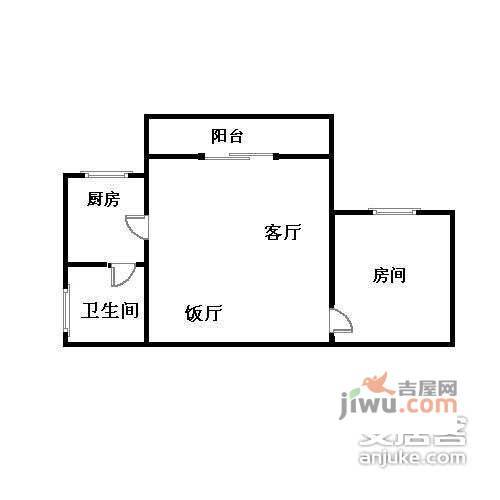 江南雅居1室1厅1卫38㎡户型图