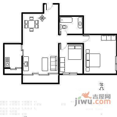 雍翠雅园2室1厅1卫89㎡户型图