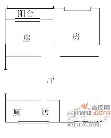 荔湾西华路小区2室1厅1卫73㎡户型图