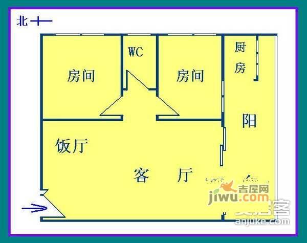 荔湾西华路小区2室1厅1卫73㎡户型图