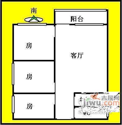 荔湾西华路小区3室2厅1卫103㎡户型图