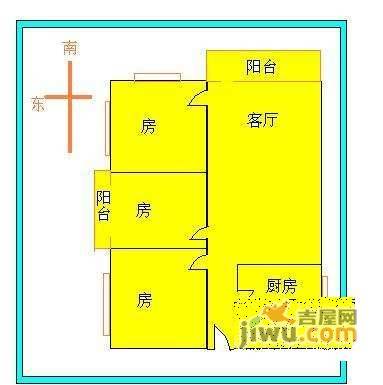 荔湾西华路小区3室2厅1卫103㎡户型图