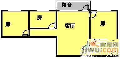 荔湾西华路小区3室1厅1卫83㎡户型图