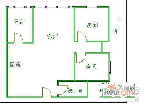 翠拥华庭2室1厅1卫68㎡户型图