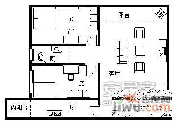 雅致花园2室2厅1卫户型图