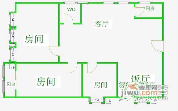 雅致花园3室1厅1卫户型图