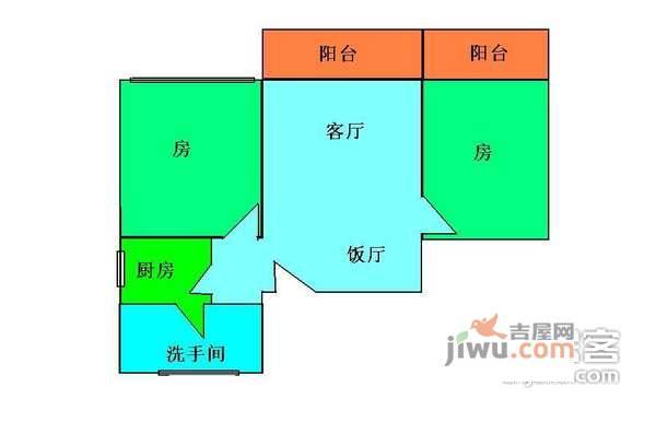 雅致花园2室1厅1卫61㎡户型图