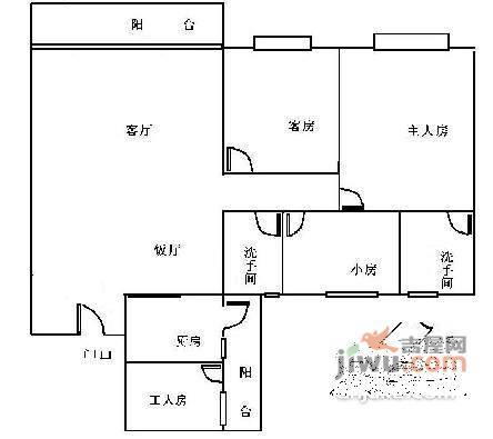 雅致花园3室1厅1卫户型图