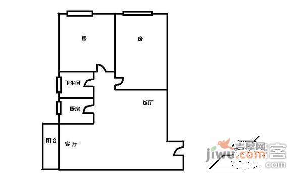 雅致花园2室1厅1卫61㎡户型图