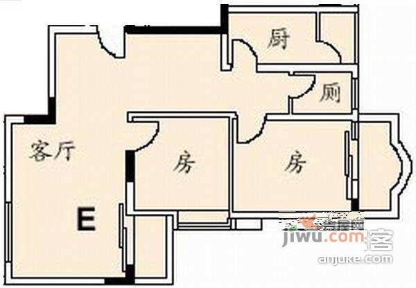 坚真花园3室1厅1卫106㎡户型图