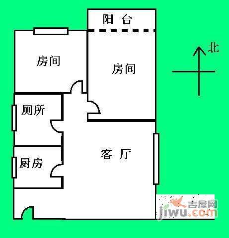 坚真花园2室2厅1卫户型图