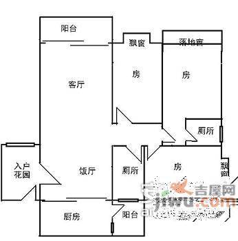 坚真花园3室2厅2卫142㎡户型图