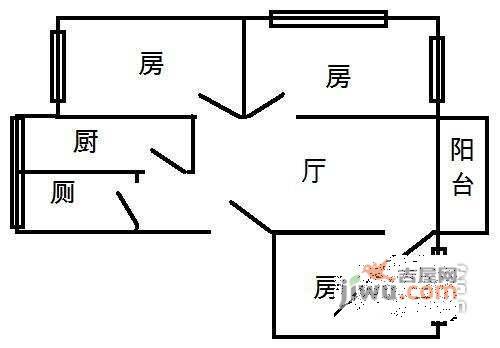 淘金华庭3室2厅2卫105㎡户型图