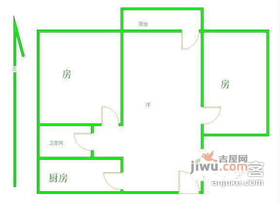 御晖苑2室2厅1卫84㎡户型图