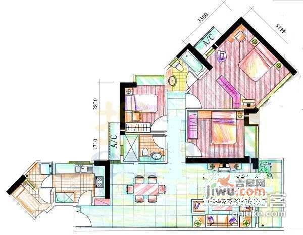 隽悦园4室2厅2卫130㎡户型图