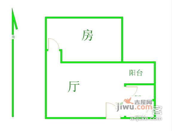 耀星华庭1室1厅1卫46㎡户型图