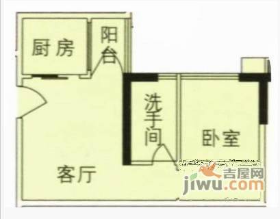 耀星华庭1室1厅1卫46㎡户型图